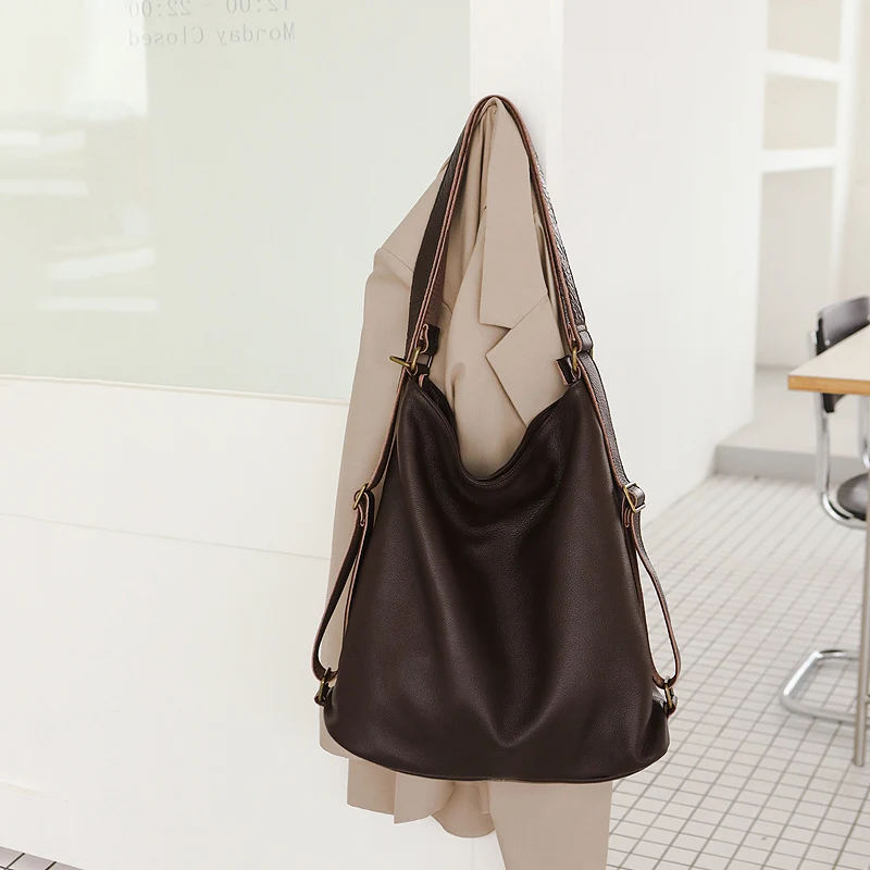 Damesmode leren schoudertas van top layer rundleer. De perfecte all-match tas voor elke outfit, ideaal voor dagelijks gebruik.