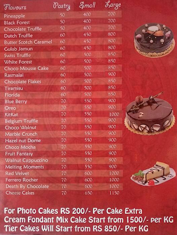 Cake Basket, MG Road menu 