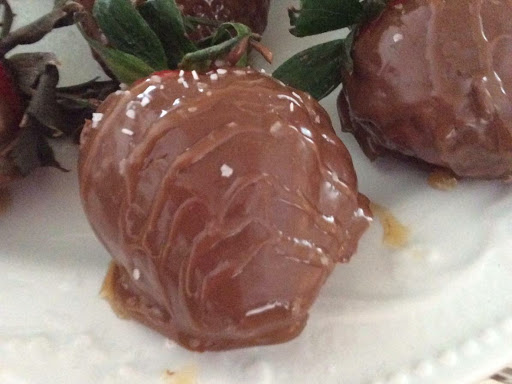 Salted caramel chocolate covered strawberries