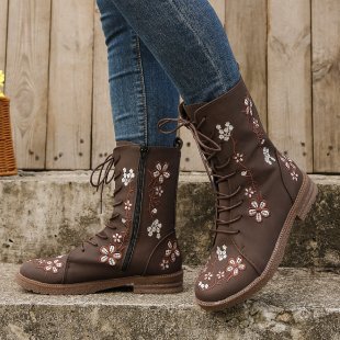 Title 5, Womens Fashion Stocking Square Heel Martin Boo...
