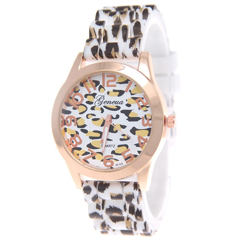 Montre d'affaires Geneva à imprimé léopard pour femme. Élégance et distinction pour les femmes actives. Parfait pour le travail et les sorties.