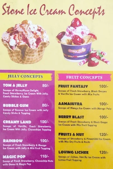 The Max Ice Cream menu 