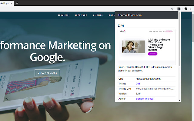 WordPress Theme Detection - ThemeDetect.com chrome extension