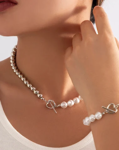 Collier ras de cou et bracelet cœur - 2