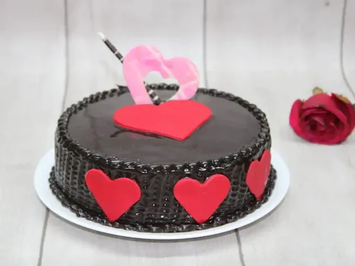 Chocolate Red Heart Fondant Cake