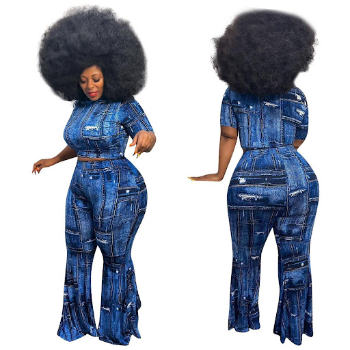 Title 6, Womens Clothing Denim Printing Plus Size Two-p...