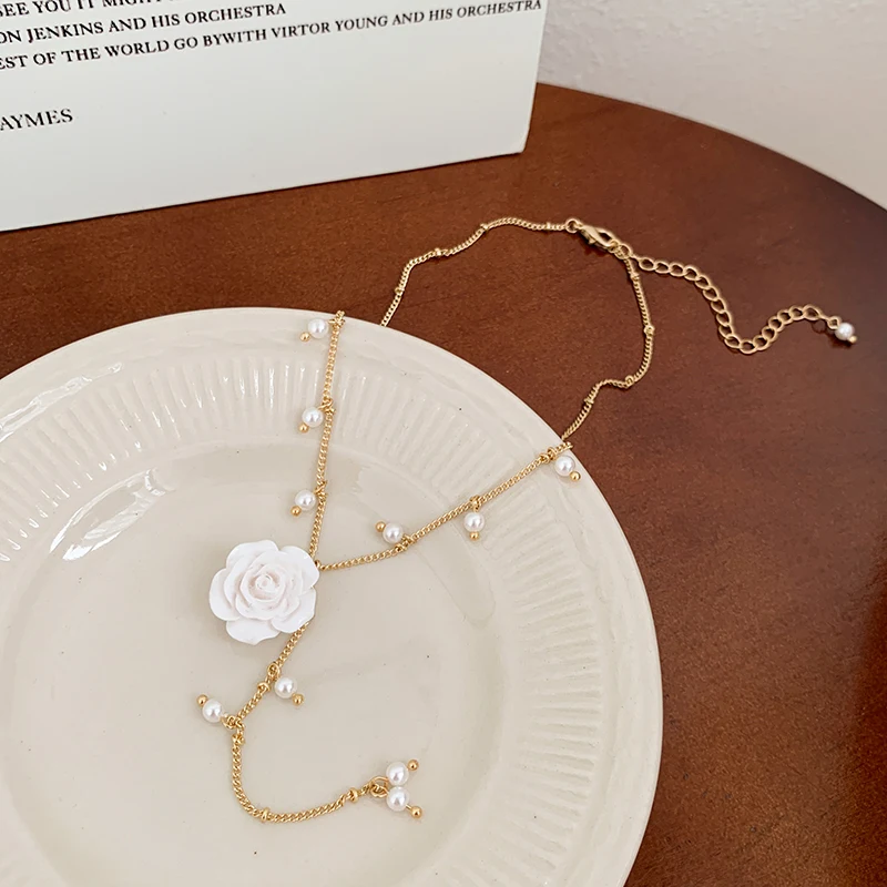 Title 4, Eenvoudige Parelblom Clavicula Ketting Elegant ...