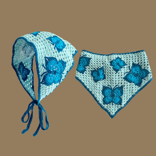 Title 5, Blue Butterfly Hollow Crochet Triangular Binder...