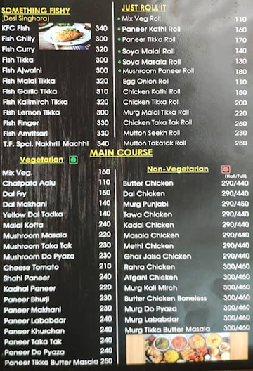 Tikka Freaks Restaurant menu 