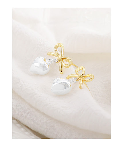 Title 1, S925 Sterling Silver Bow Love Eardrops Stud Ear...