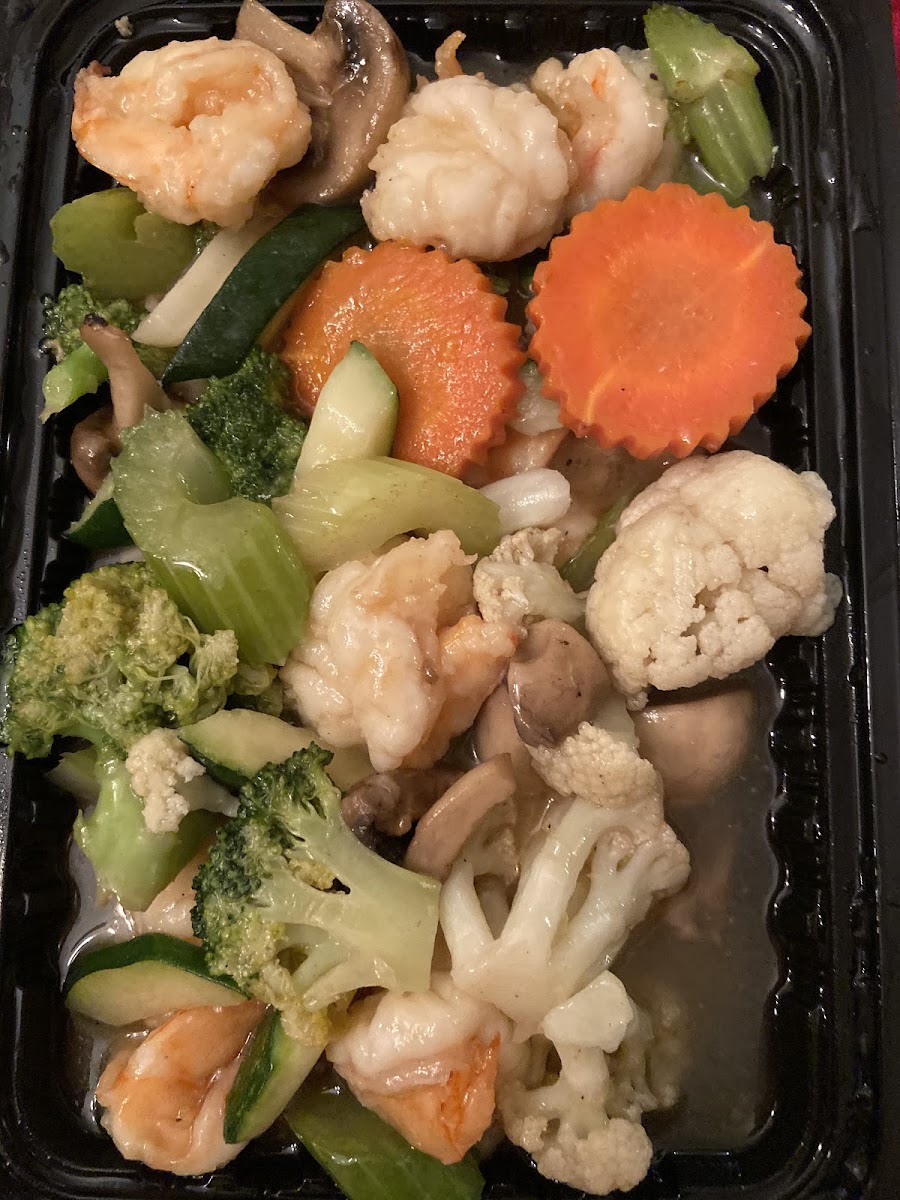 Takeout shrimp and vegetables, mmmm delicious!