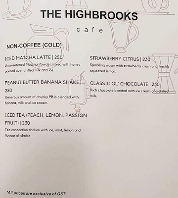 The Highbrooks Cafe menu 