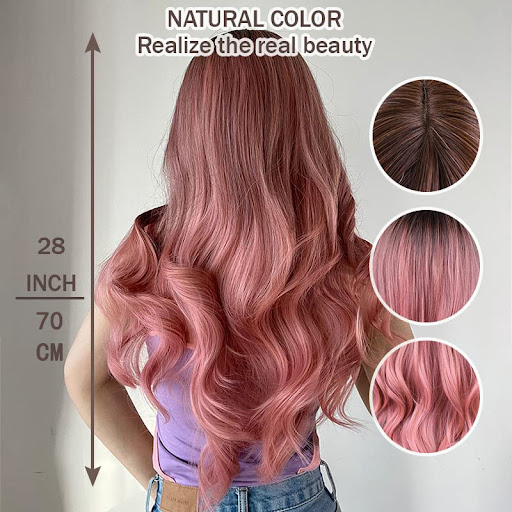 Title 2, Gradient Pink Womens Wig, Chemical Fiber Synth...