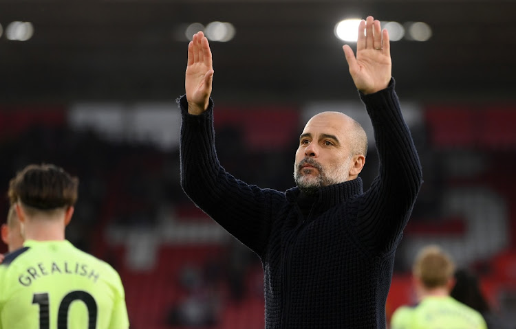 Pep Guardiola, manager of Manchester City, acknowledges the fans after the team's victory during the Premier League match between Southampton FC and Manchester City at Friends Provident St Mary's Stadium in Southampton, England, April 8 2023. Picture: MIKE HEWITT/GETTY IMAGES