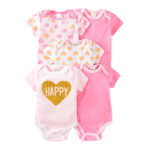 Title 7, Five-piece short sleeve romper suit for babies....