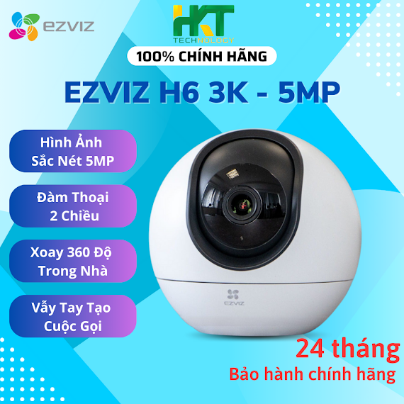 Camera Wifi Trong Nhà Ezviz H6 3K 5Mp Ai Thông Minh, Đàm Thoại 2 Chiều - Hàng Chính Hãng