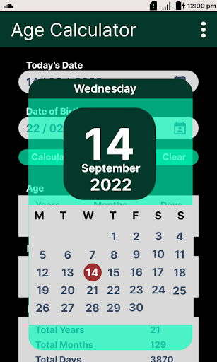 Screenshot Age Calculator: Date of Birth