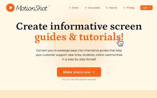 Motion Shot - Informative screen guides & tutorials!