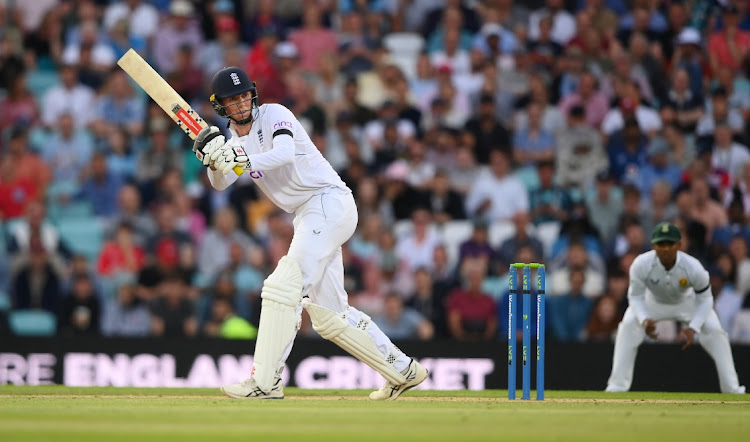 Zak Crawley of England hits runs during the Test match between England and South Africa at The Kia Oval in London, England, September 11 2022. Picture: ALEX DAVIDSON/GETTY IMAGES