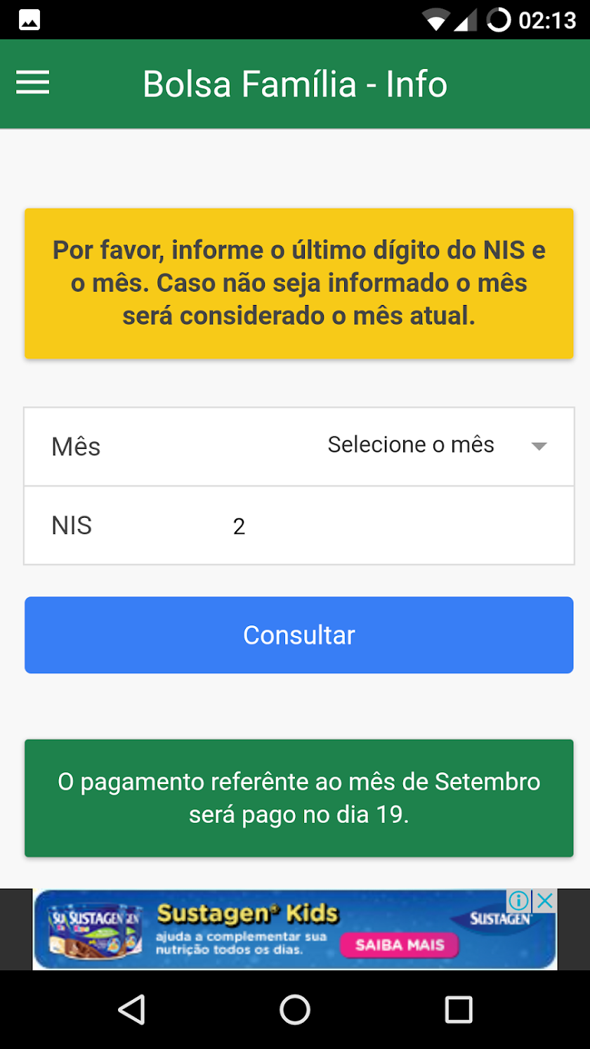Bolsa Família - Informação Screen 2