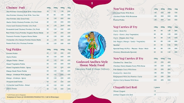 Godavari Andhra Style Home Made Food menu 