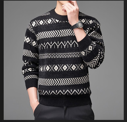 Title 6, Mens Round Neck Striped Sweater Everyday comfo...