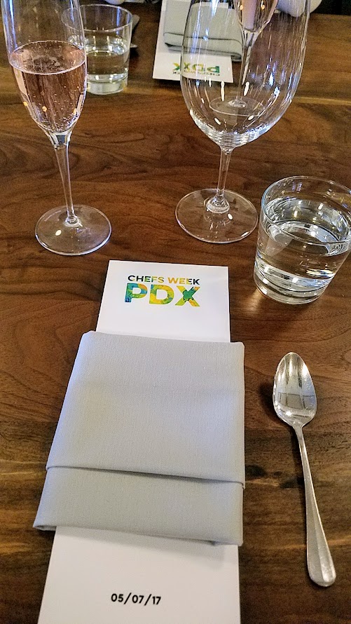 Chefs Week PDX 2017 Heritage Dinner at Chesa on May 7th, place setting