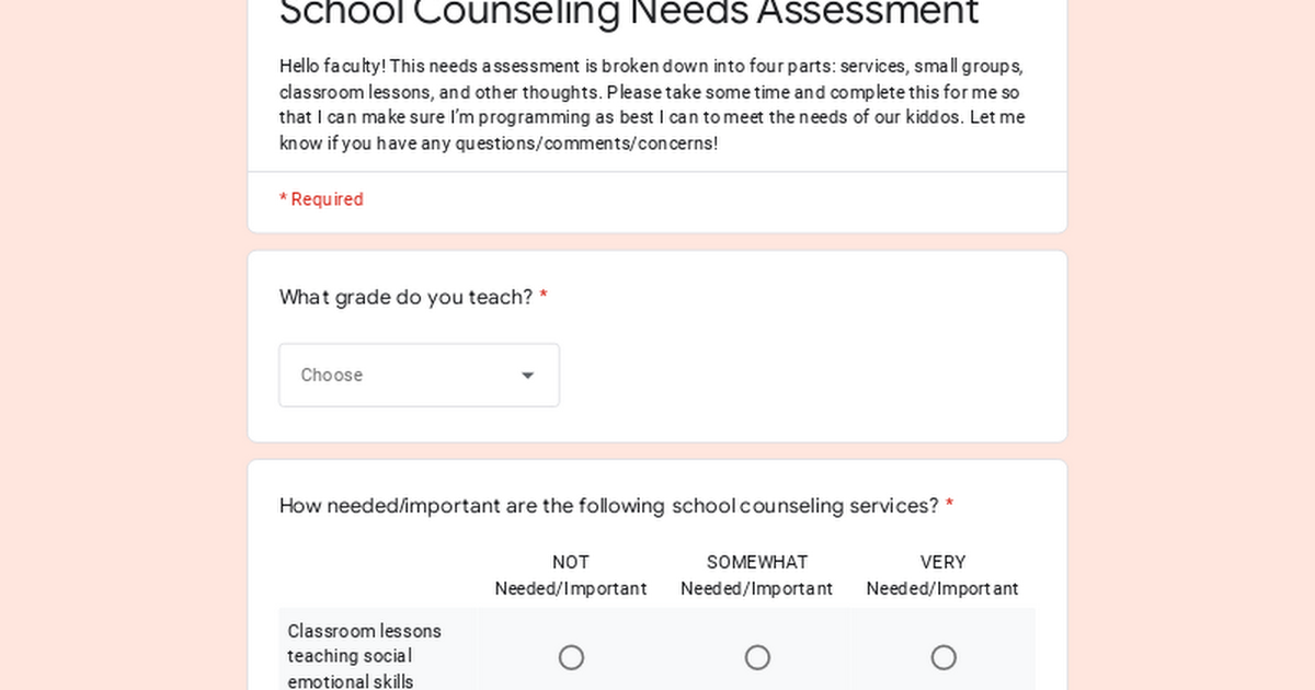 School Counseling Needs Assessment