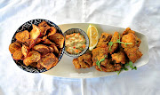 Asian fish with crunchy fried sweet potatoes medallions.  