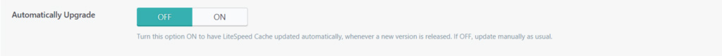 Configuração de upgrade do plugin LiteSpeed Cache