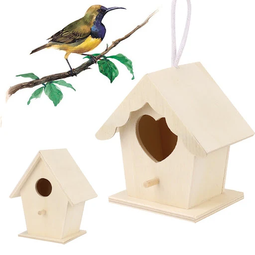 Wooden Mini Bird Cage Outdoor Hanging Birdhouse Box Garden Bird Cages Home Yard Decoration Bird Products Wooden Bird Par