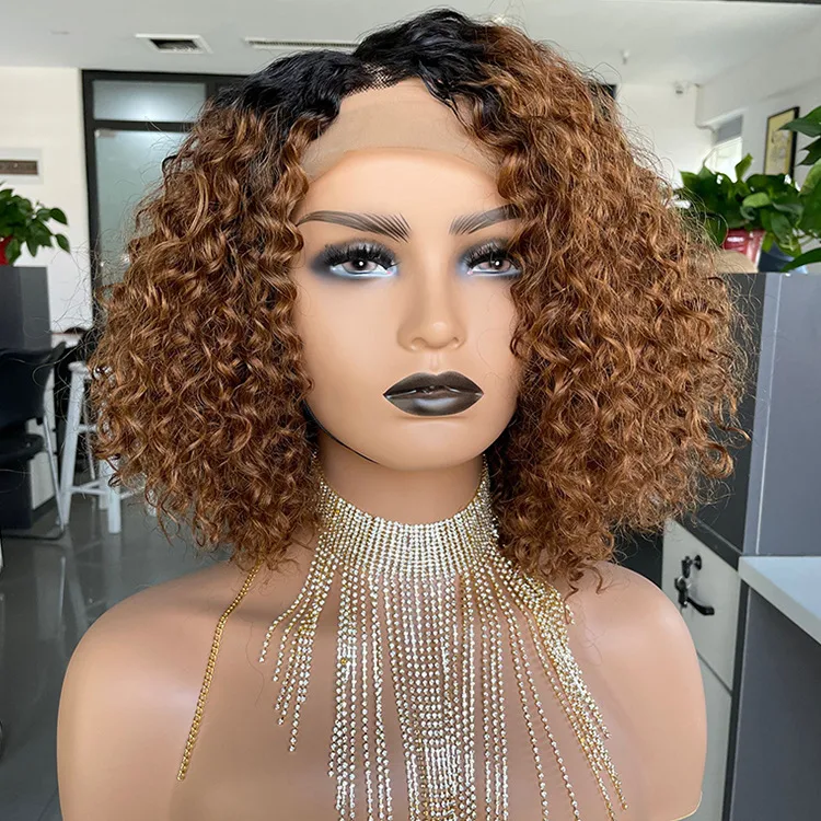 Title 5, Peruca de cabelo humano Ombre Curly Bobo 1b30 p...