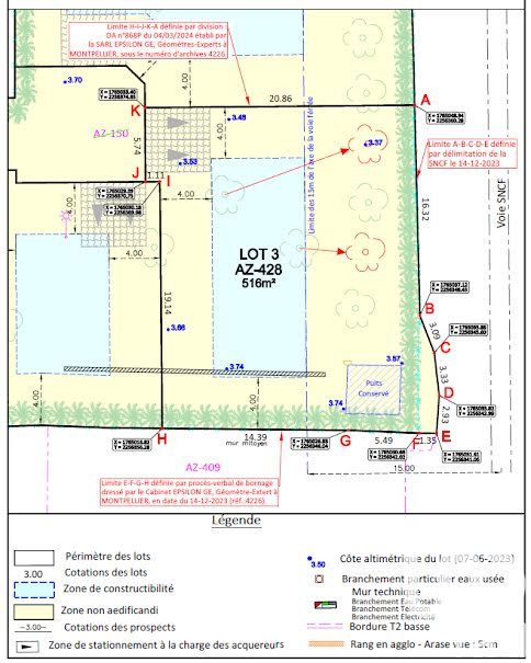 Vente terrain  516 m² à Mireval (34110), 219 000 €