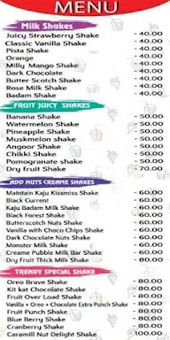 Shakes & Mocktails menu 2
