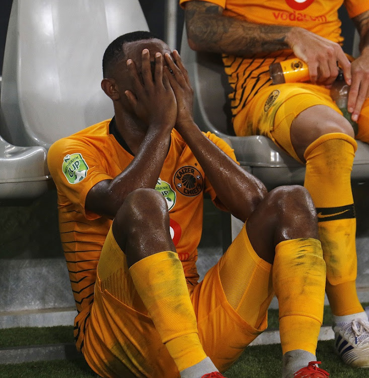 A distraught Bernard Parker after Kaizer Chiefs' loss in the Nedbank Cup final match between and TS Galaxy at Moses Mabhida Stadium on May 18, 2019 in Durban.