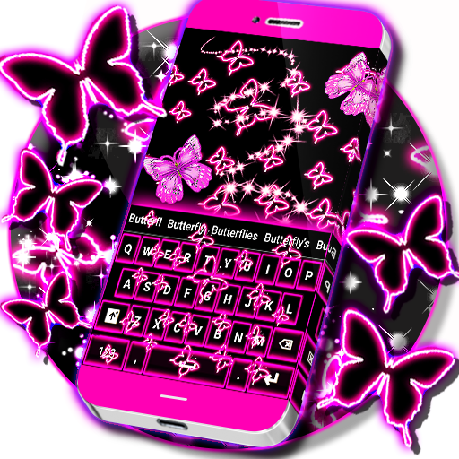 Neon Butterflies Keyboard