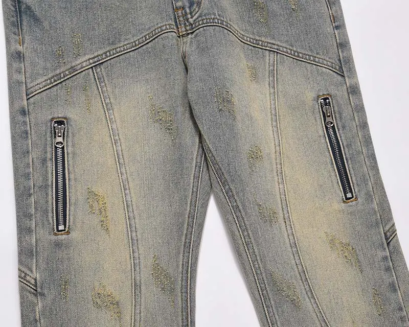 Pantalon homme ample et tendance, style vintage, à fermeture éclair et bouton, polyvalent et facile à assortir. Le confort et l'élégance réunis pour vous.
