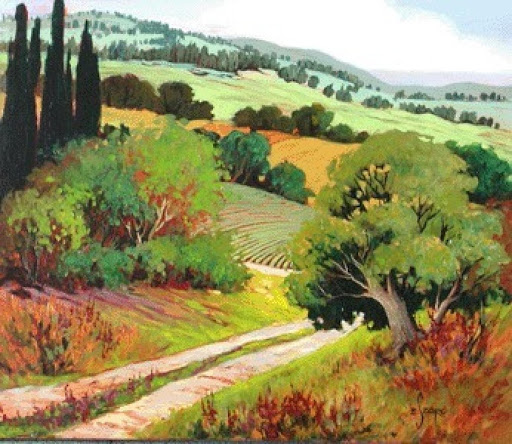 Found this lovely painting of Tuscany on evaszorc.com. She has some Lovely paintings on her site. 