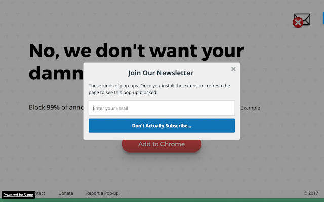 No Email Popups chrome extension