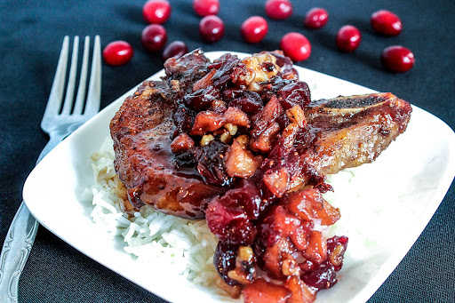 Pork Chops w/ Cranberry Apple Relish | Just A Pinch Recipes