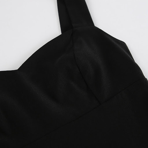 Title 10, Sexy Black Sleeveless Square Collar Split Dress