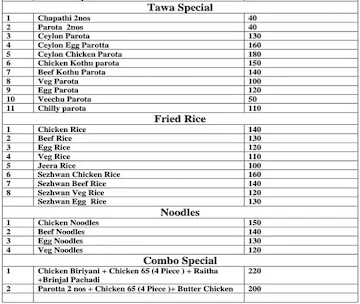 New Blue Sky Fast Food menu 