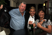 Chad le  Clos  with his parents Bert and Geraldine. Picture credit: Tebogo Letsie