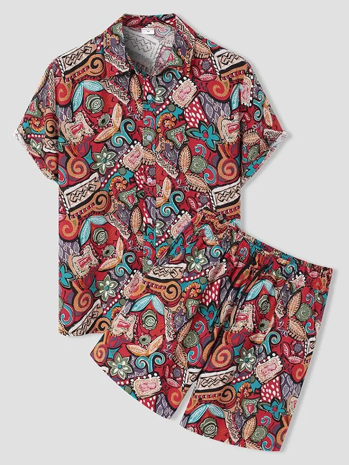 Ensemble chemise à manches courtes imprimée pour homme Look estival stylé et décontracté. Confort, respirabilité et design moderne pour un style impeccable.