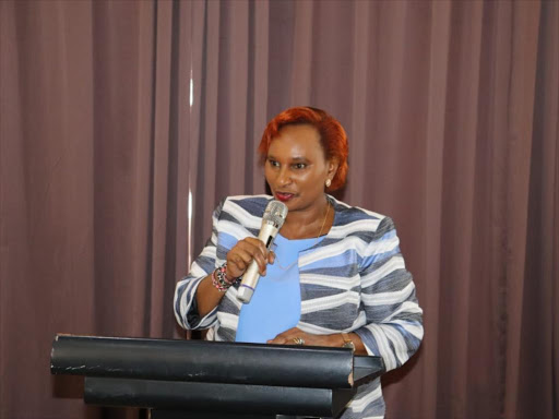 Chair Office of Ombudsman Florence Kajuju yesterday during the Access to Information Act workshop in Nairobi.Photo Sam Kisika