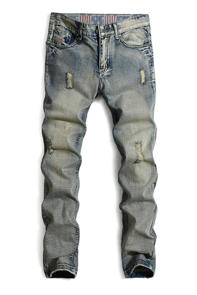Heren Ripped Jeans Straight Slim Fit Stijlvolle en Comfortabele Jeans voor Mannen Perfect voor Casual Looks en Dagelijks Gebruik Trendy en Veelzijdig