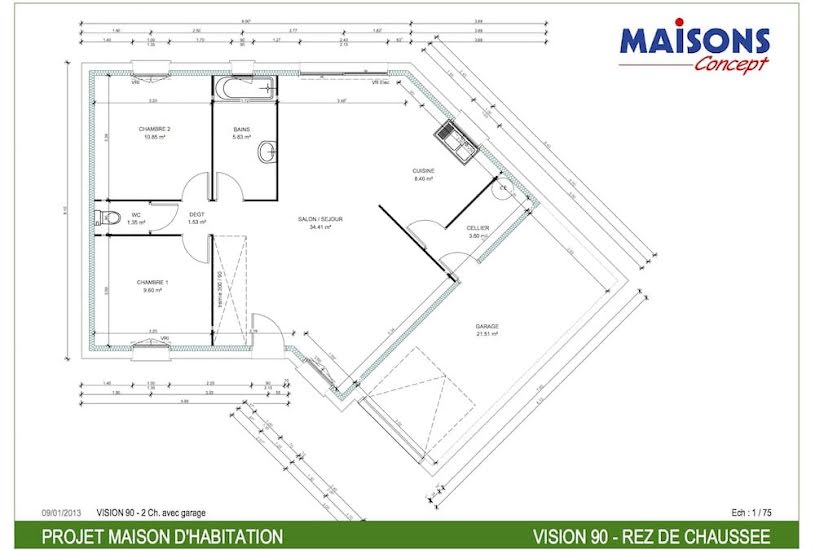  Vente Terrain + Maison - Terrain : 454m² - Maison : 82m² à Palluau (85670) 