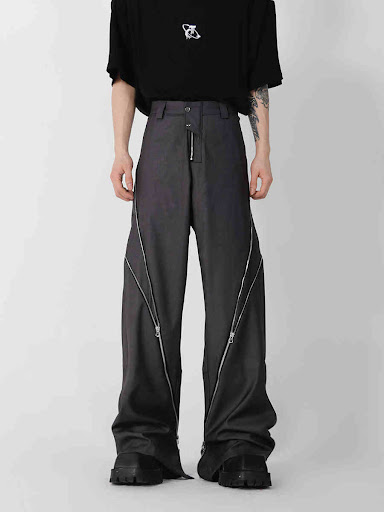 Title 4, Niche Structure Design Zipper Split Pants offer...