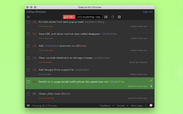 Todo.txt for Chrome - simple task management