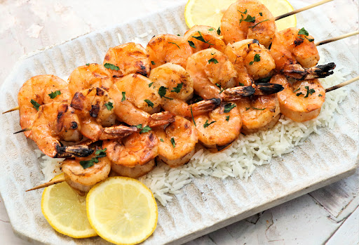 A platter of Dale's Dazzling Grilled Shrimp.